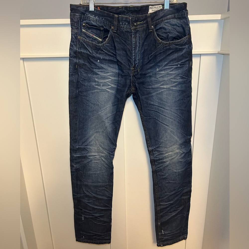 Diesel DNA "dirty new age" stacked slim distressed jeans